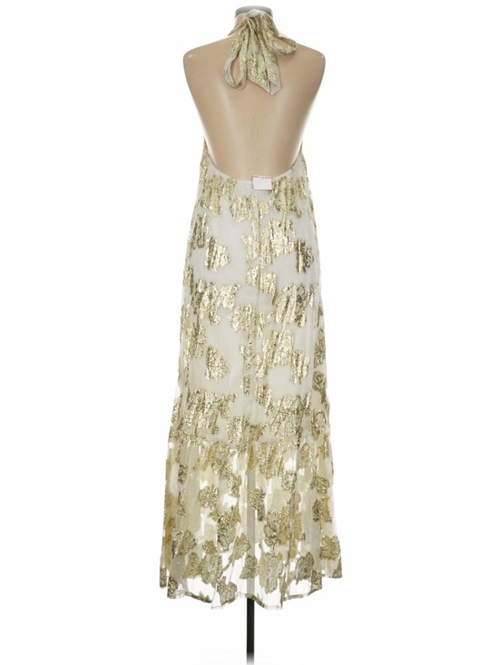 En Creme Dresses & Skirts - En Creme Gold & Cream Sequin Halter Maxi Dress